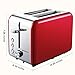 Bonsenkitchen 2 Slice Red Toaster, Extra Wide Slot 5.5''*1.4'' for Bagel, 7 Browning Settings, Defrost/Bagel/Cancel Functions, Stainless Steel Bread Toaster