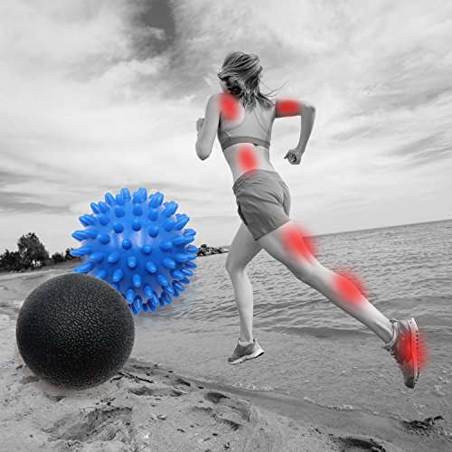 KMMIN Spiky Massage Ball, Massage Ball Roller Set - Lacrosse and Foot Spiky Ball Perfect for Plantar Fasciitis, Foot, Back, Neck, Deep Tissue Massage, Physical Therapy Equipment Includes Holder Bag - Thumbnail 2