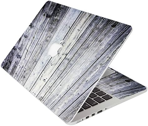 SkylerShield 4-in-1 Protector 3M Vinyl Skin Decal Laptop Decals Sticker w/ Black Keyboard Cover for Macbook Pro A1706 A1708 2016 13-inch with &amp; w/o Touch Bar - Aged Gray Wood Texture
