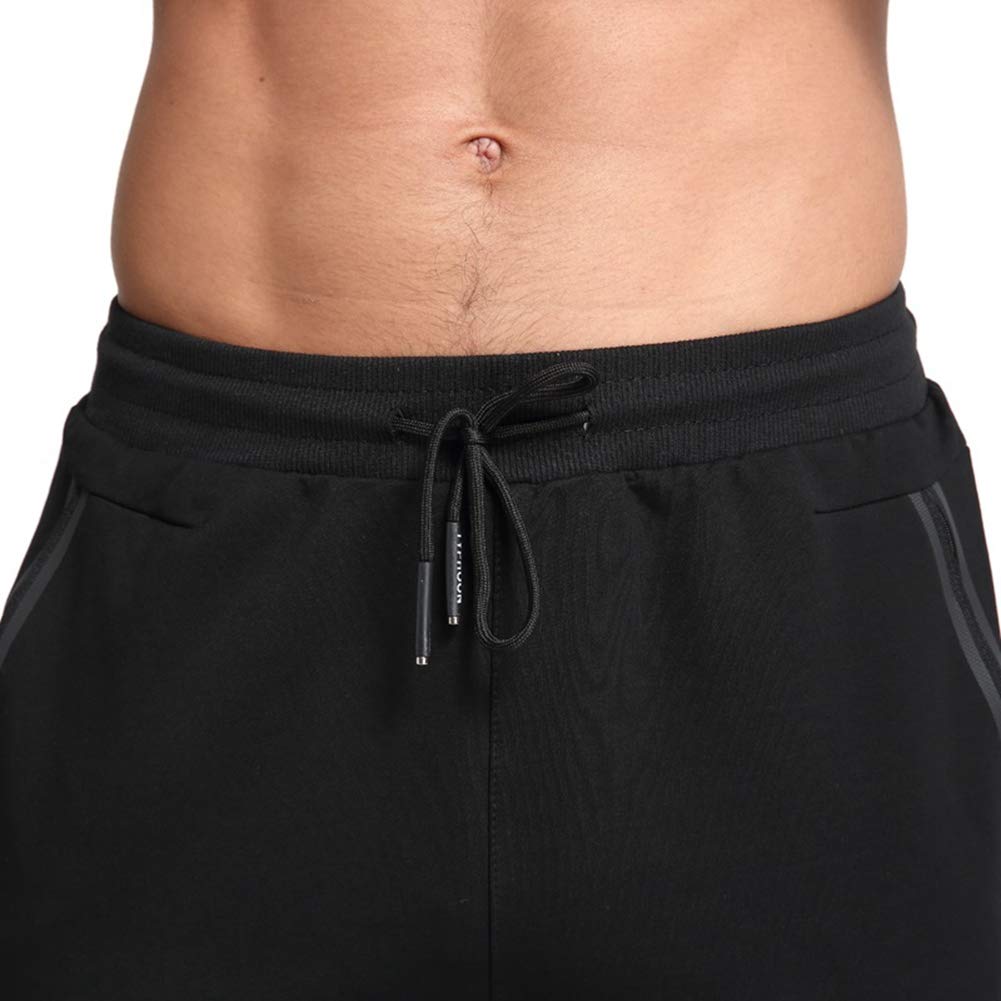 Tansozer Jogginghose Herren Baumwolle Trainingshose Herren Sporthose Herren Lang Hosen Männer Reissverschluss Taschen Sweathose Trackpants Schwarz L 5