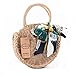 Straw Handbags for Women Beach Large Shoulder Summer Top Handle Crossbody Round Purse Ladies Woven Rattan Fashion Crochet Khaki without Buckle style 2