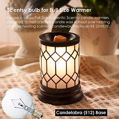 25 Watt Wax Warmer Bulbs for Full Size Scentsy Warmer, 6 Pack E12 Base
