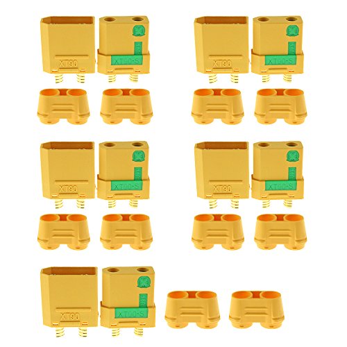 Amass 5 Pair XT90S XT90-S XT90 Connector Anti-Spark Male Female Connector for Battery, ESC and Charger Lead
