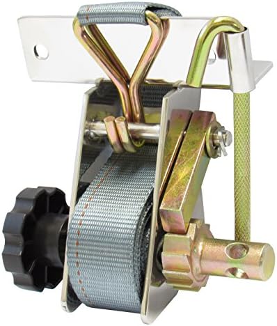 Pair of Polished Stainless Steel Ladder Rack Ratchet Tie-Down Straps Square Mount