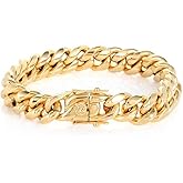18K gold men's Cuban fashion dragon buckle 12mm wide bracelet, hip-hop trend bracelet, men's tennis bracelet gift