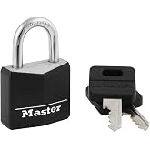 Master Lock 131D 1-3/16" Wide Covered Aluminum Keyed Padlock, One Pack, Black