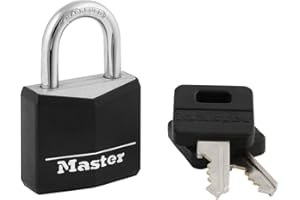 Master Lock Solid Brass Padlock with Black Cover, 1-3/16-inch, 131D