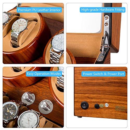 JQUEEN 4 Automatic Watch Winder with 6 Storage Case (Mandshurica) - Thumbnail 2
