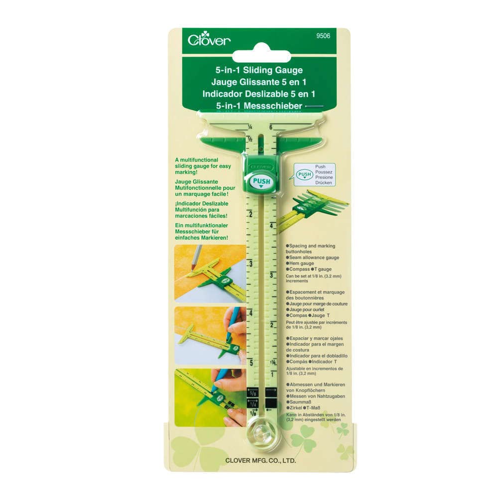 Clover 5-in-1 Sliding Gauge, Green, 6 inches