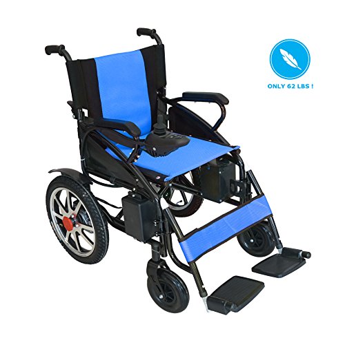 Horizon Mobility Folding Lightweight Electric Wheelchair, Multi Terrain Easy Travel (Blue)