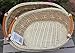 ShopOnNet RT450190-2 Handwoven Oval Wicker Storage Basket Curve Pole Handle in Cream and Brown (Set of 2)
