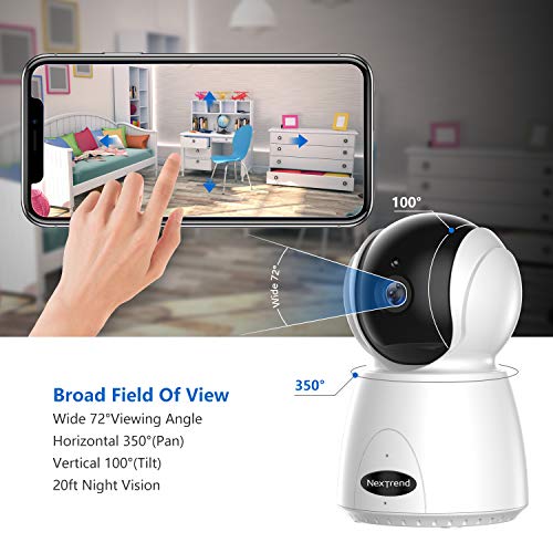 [Newest] Pet Camera, NexTrend 1080P PTZ Wireless WiFi IP Security Camera, Indoor Home Surveillance Camera with Two-Way Audio, Motion Detection, Night Vision, Cloud/TF Card Storage