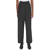 Calvin Klein Womens Solid Crepe Pleated Straight Leg Pant (Standard and Plus Size)