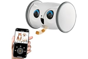 SKYMEE Owl Robot: Movable Full HD Pet Camera with Treat Dispenser, Interactive Toy for Dogs and Cats, Mobile Control via App