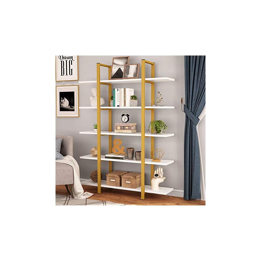 Tribesigns 5Tier Bookshelf, Vintage Industrial Style Bookcase 70 ‘’ H