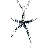 Cuoka Starfish Pendant Necklace with Abalone Shell for Women Adjustable Chain Hypoallergenic Fashion Trendy Chic Seashell Ocean Beach Sea Surfer Summer Holiday Jewelry Gift
