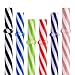 Dakoufish 12 Piece 9 Inch Reusable Plastic Thick Drinking Straws BPA Free Mason Jar Straws transparent small Stripe 6 Colors (9inch 6color)