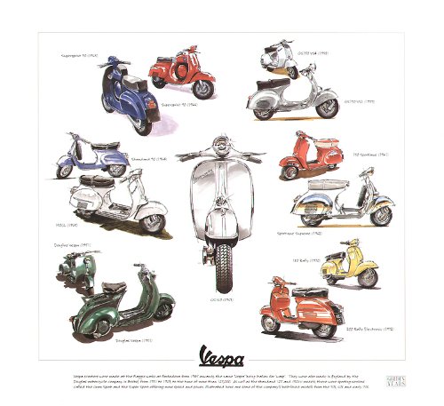 Golden Era Classic Vespa Scooters Fine Art Print Desertcart