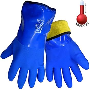 Frogwear 8490 Insulated & Waterproof Blue Tripple Dipped Work Gloves, Ultra Flexible, Chemical & Oil Resistant, Sizes M-XL (1 Pair) (Medium)