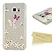 Note 5 Case,Galaxy Note 5 Case - Mavis's Diary 3D Handmade Bling Crystal Pink Purple Butterflies Lovely White Flowers with Shiny Diamond Gems Clear Hard PC Cover for Samsung Galaxy Note 5 &Clean Cloth