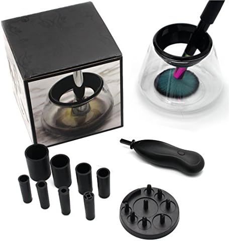 HONGSA Makeup Brush Cleaner Drier, Professional Electric Cleaning Tools Fine-Tune 360° Rotate to Clean and Dry for All Sizes Brush (Black)