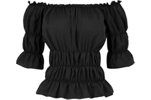 Lehauya Women Off The Shoulder Tops Renaissance Blouse Pirate Shirt Short Sleeve Shirts