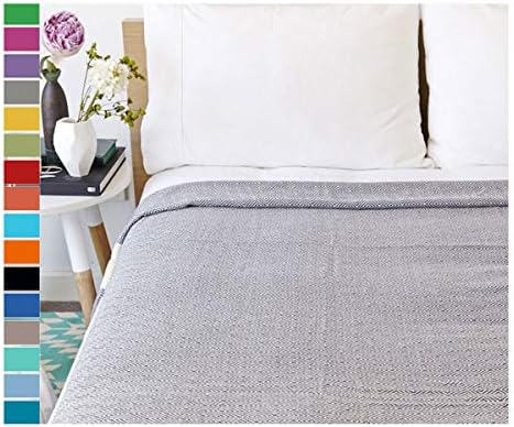 Eshma Mardini Turkish Cotton Quilt Bed Spread Blanket Bed Cover for All Season 56" x 81" - Navy
