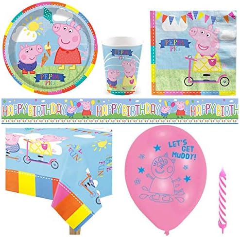 Peppa Pig Party Supplies - Deluxe Table & Decorations Pack for 8