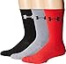 Under Armour Adult Elevated Performance Crew Socks, 3-Pairs, Rocket Red Assortment, Medium