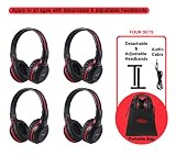 4 Pack of Vehicle Headphones, Support Car DVD Player, Car Headphones for Rear Entertainment System,Durable and Flexible for Kids, Wireless Infared Headphones with 3.5mm AUX Cable