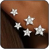 Silver CZ Star Jacket Earrings for Women Bling Rhinestone Stars Cluster Stud Earrings Gold Plated Pentagram Crawlers Earring Jewelry Accessories