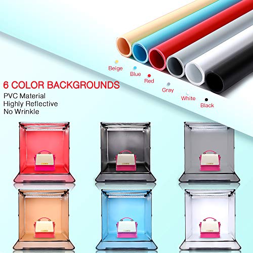 FOSITAN Photo Box, 24''x24''x24'' Portable Photo Studio Professional Light Box 126 LED Brightness Di - //coolthings.us