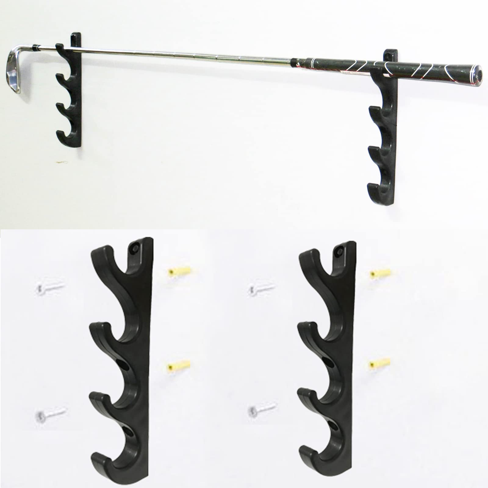 Photo 1 of AUXPhome Golf Clubs Organizers Golf Club Display Shelf Golf Clubs Stand Wall Mount Rack Storage Holder Golf Putter Stand, Golf Club Display Cases Bracket - Holds up to 4 Golf Clubs - No Golf Clubs