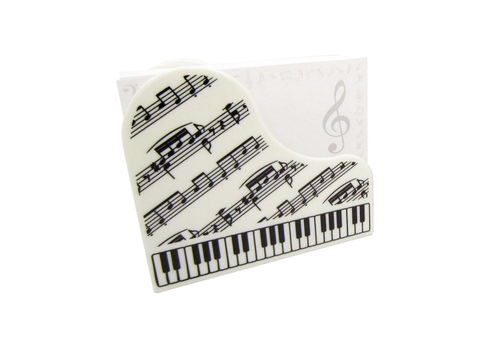FunMusicOnline Music Themed White Grand Piano Shape Box Memo Sheets