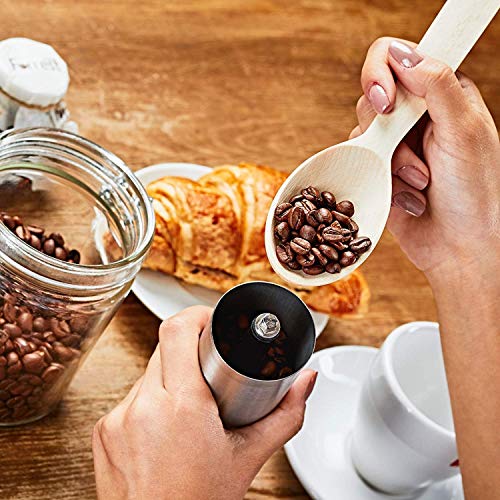 Techson Manuelle Kaffeemühle, Edelstahl Handkurbel Mühle mit verstellbarem Keramik konischem Grat, Reisen Zuhause Büro… – Bild 3