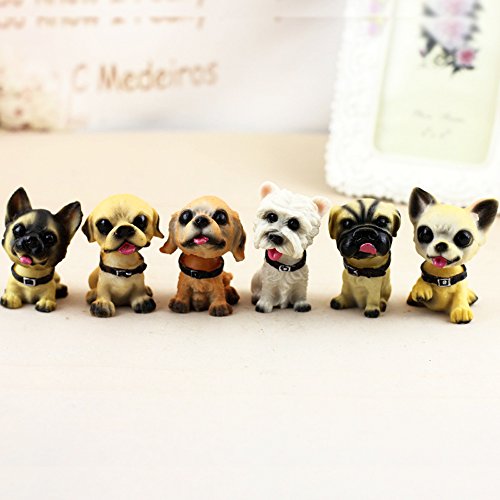 Cute Dog Bobblehead Doll Car Accessories Dashboard Decorations Car Home Office Ornaments 6 Pcs