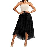 Kaei&Shi Long Tulle Skirts,Rainbow Layered Ruffle Tutu Fairy Skirt,Pride Outfits for Women Fits 0-14