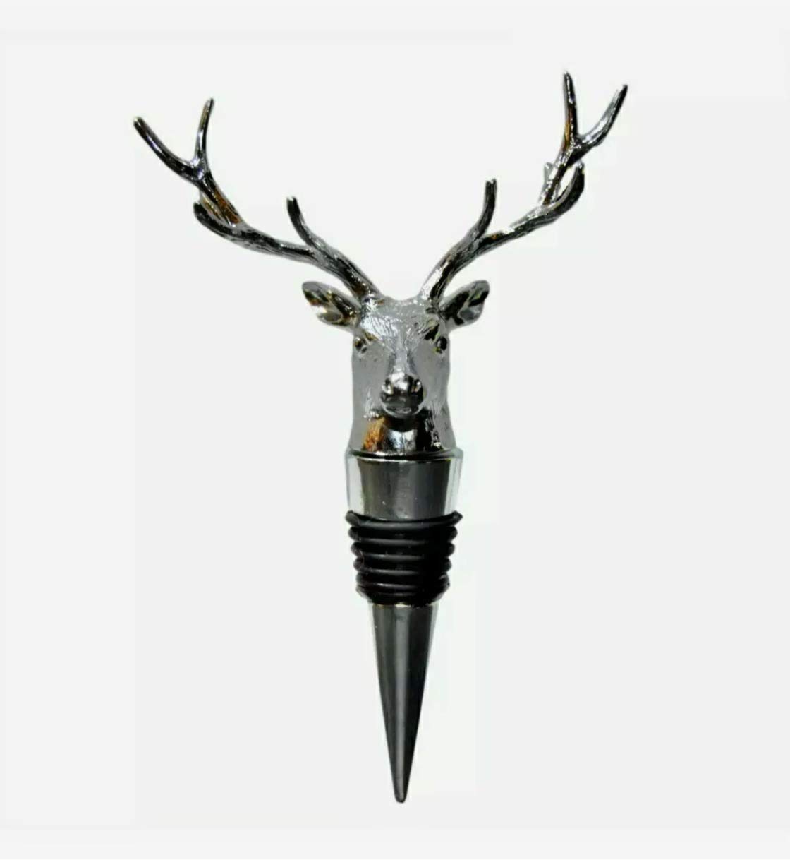 Metal Silver Stag Deer Head Champagne Bottle Stopper Cap Heavy Mancave Gift