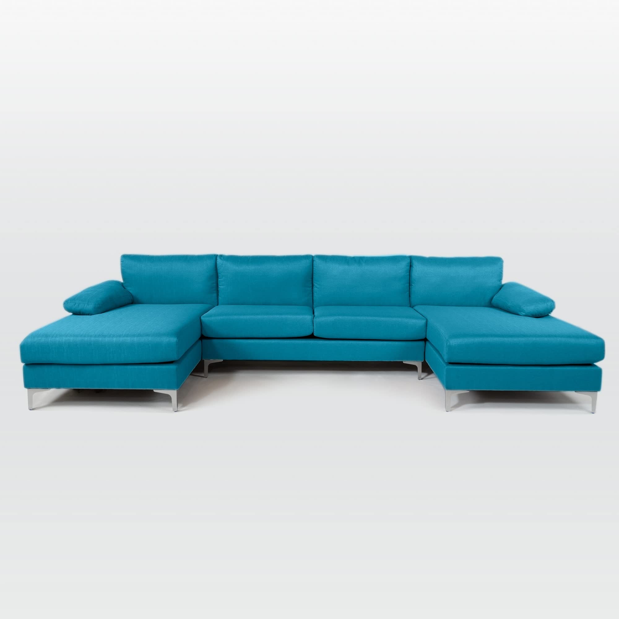 Photo 1 of Casa Andrea Milano Modern Large Linen Fabric U-Shape Sectional Sofa, Double Extra Wide Chaise Lounge Couch
