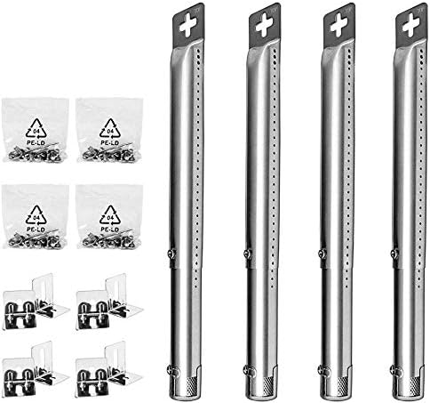 LOKHING 001 Universal BBQ Gas Grill Replacement Stainless Steel Adjustable Tube Burners for FirePlus Fire Mountain Char-Broil Campingaz and Other Model Grills (29.5 to 44.5 CM