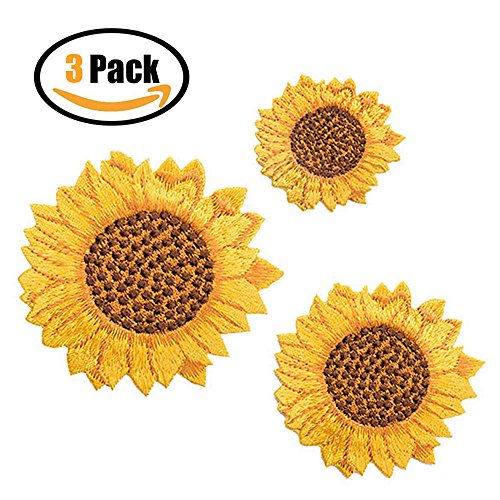 3 Pack Delicate Embroidered Patches, Van Gogh Sunflower Embroidery Patches, Iron On Patches, Sew On Applique Patch, Custom Backpack Patches for Men, Women, Boys, Girls, Kids, SUPER COOL!
