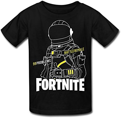 Hansomenn Youth 99 Problems Fortnite Cotton Comfort O-Neck T-Shirts Kids Tees XL Black