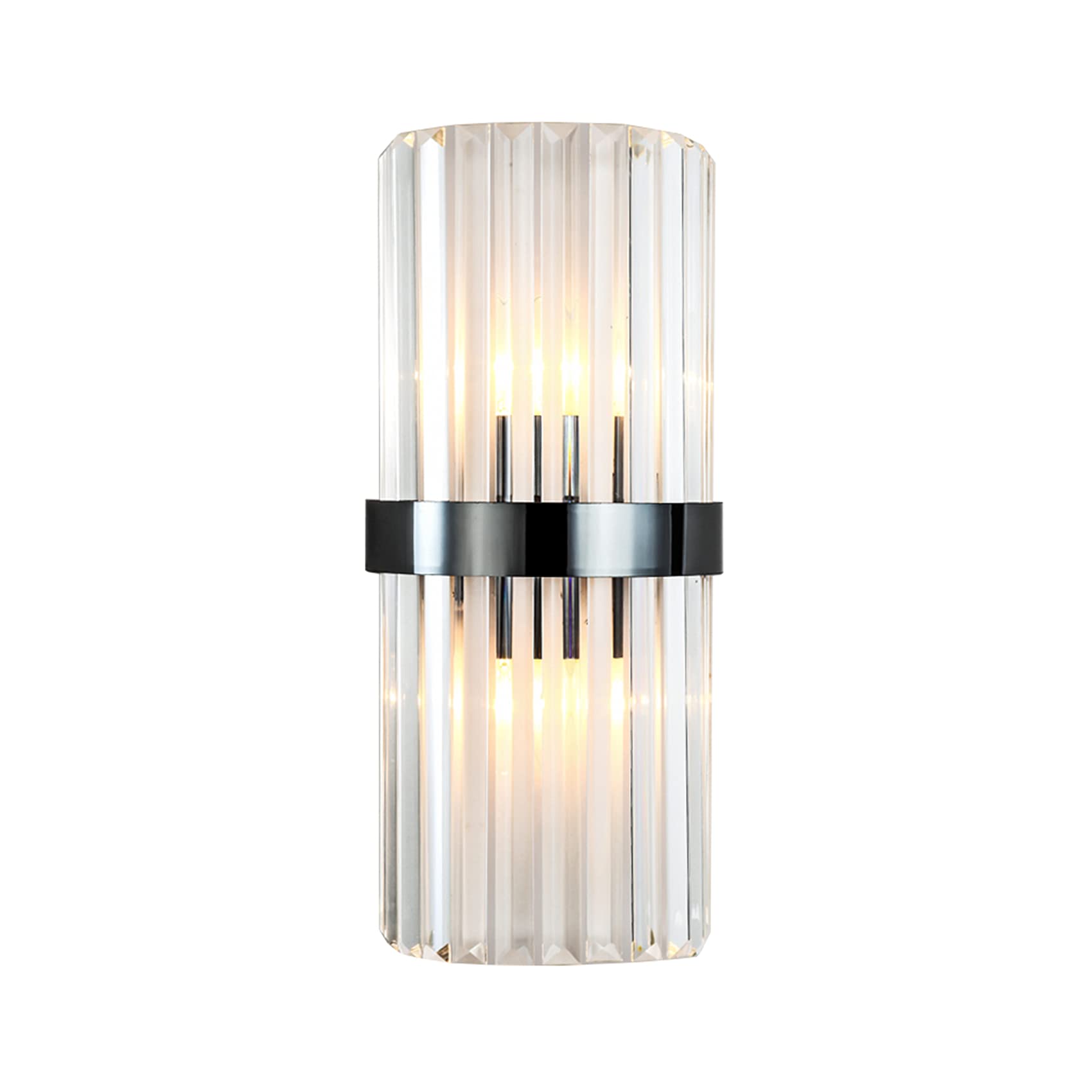 Hnexsei Crystal Wall Sconce Light Fixture, 45cm Modern Luxury Crystal Wall Lamp, E27 Socket, Adjustable Wall Light for Living Room, Bedroom, Hallway (Black)