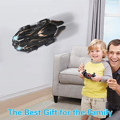 MEYUEWAL RC Remote Control Car Rechargeable Wall Climbing Cars Dual Mode 360° Rotating Stunt Race Toy Cars with LED Light Stunt Climber Racing Car Best Gifts for Kids, Boys & Girls (Black)