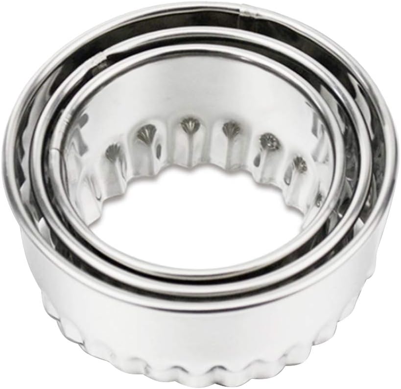 UPKOCH 3pcs Circle Cookie Biscuit Cutter Stainless Steel Wave Edge Pastry Cutters for Biscuits Fondant Donuts Dough Muffins Dumpling