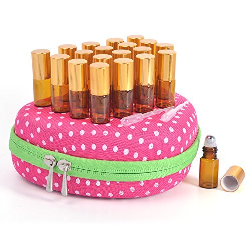 Essential Oil Roller Bottles - 3 Ml Glass Mini Amber Stainless Steel Roller Bottles （Pack of 20） Including 1 Free Heart Bag By MUB - Thumbnail 7