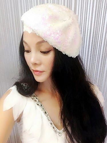 White Pink Sequin Beret,Caps,Hats,Women Hat,Sequin Hat,Beret,Gimme Cap,Fashion Hat,Personality Hat,Show Hat,Beautiful Cap,Hipster,Fashion,Gift,Show,Party,Holiday