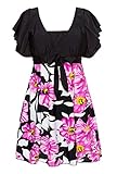 Wantdo Women's Printed Swimsuit Bowknot Modest Swimdress
