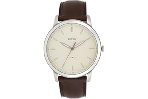 Fossil Men's Minimalist Quartz Stainless Steel and Leather Three-Hand Watch