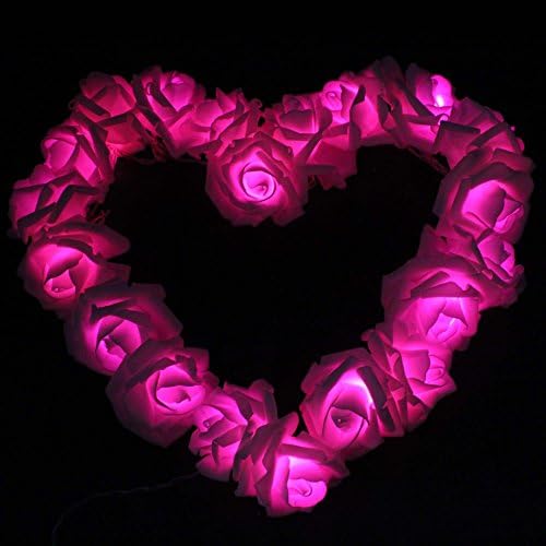 Pasonda Battery Operated 7.2ft 2.2m 20 LED Rose Flower String Lights for Wedding, Room, Garden, Chiristmas Party Decoration, Girl's Birthday Gift (Pink)